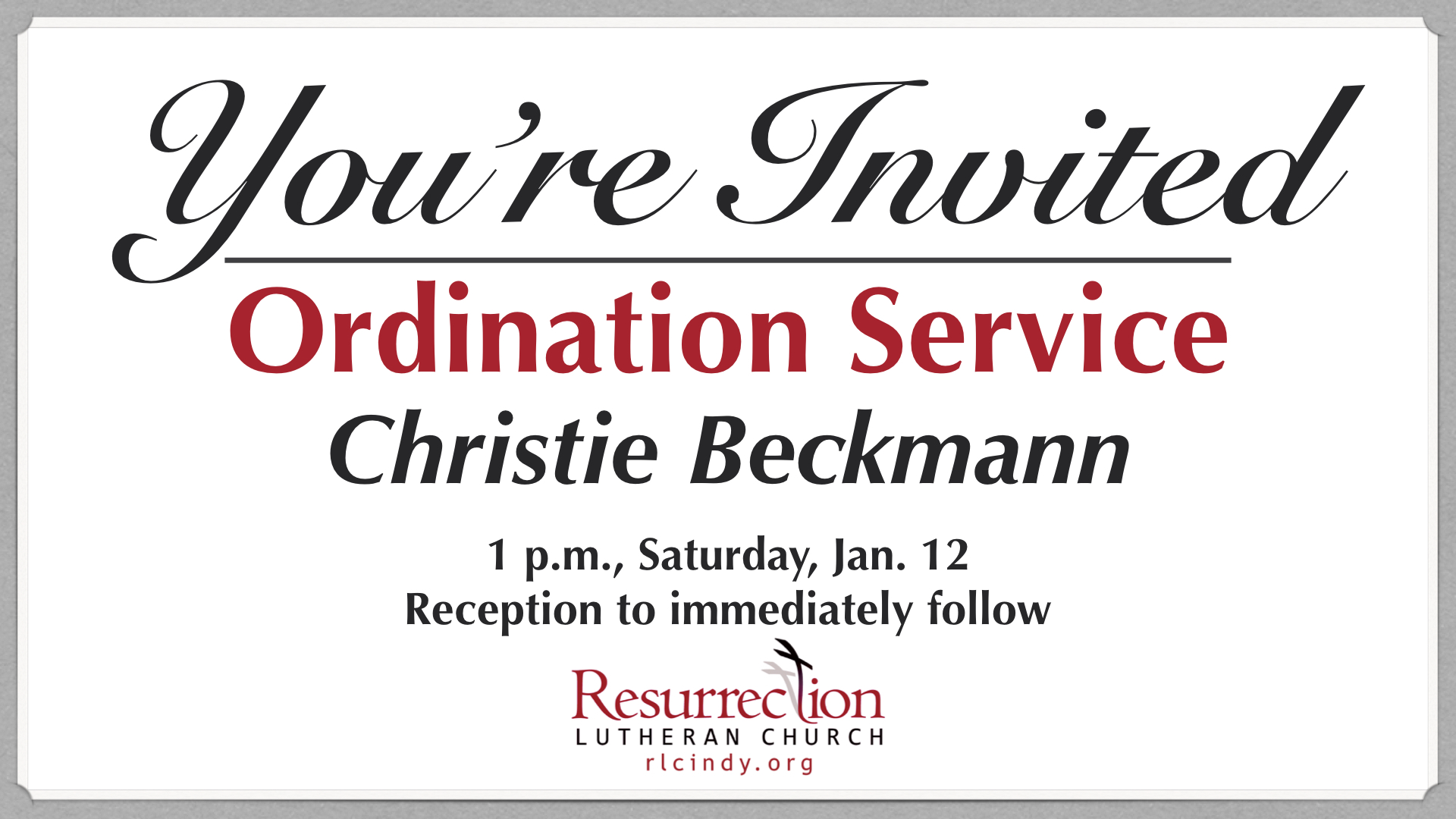 Christie Beckmann Ordination Service