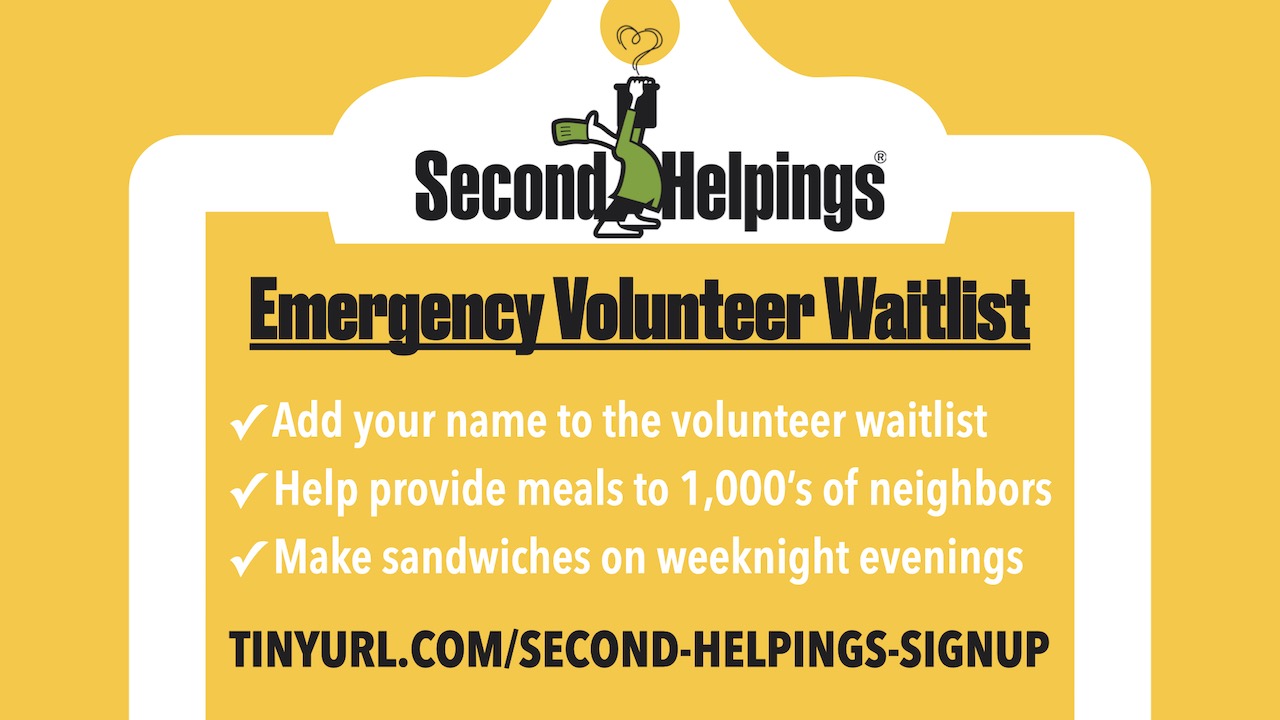 Second Helpings Emergency Volunteer Waitlist Signup