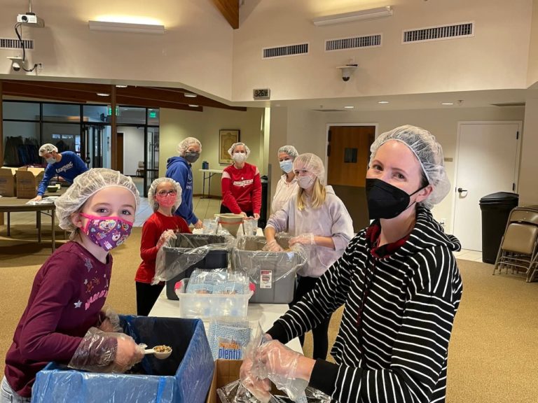 Photo of meal packing from January 2022 Pack Away Hunger Event at Resurrection Lutheran Church 1 of 10