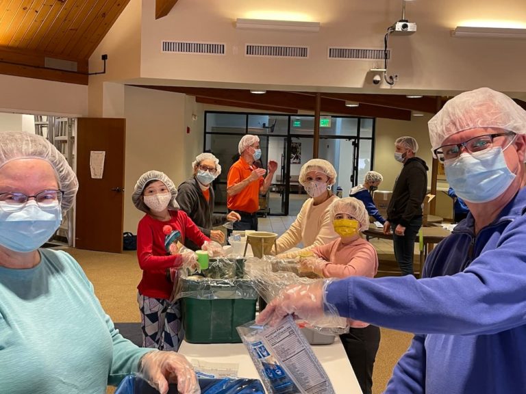 Photo of meal packing from January 2022 Pack Away Hunger Event at Resurrection Lutheran Church 2 of 10