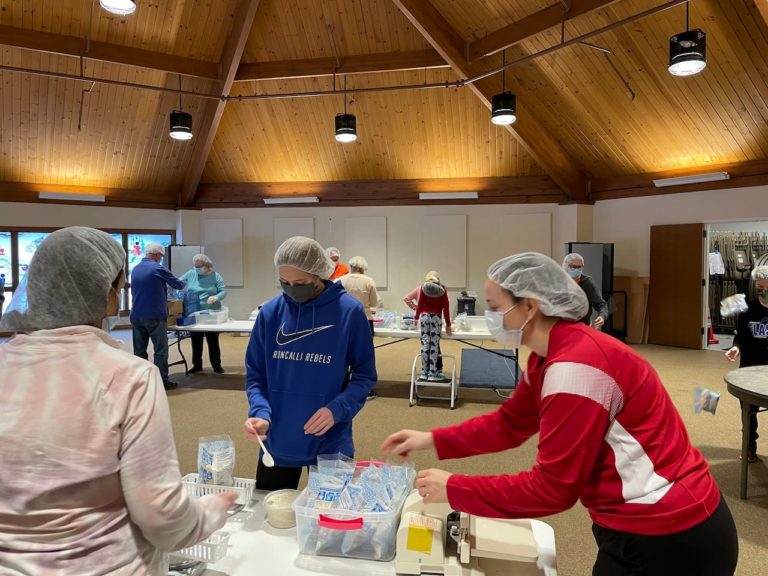 Photo of meal packing from January 2022 Pack Away Hunger Event at Resurrection Lutheran Church 5 of 10