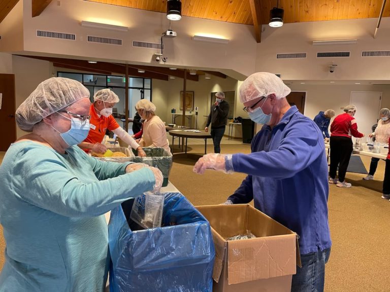 Photo of meal packing from January 2022 Pack Away Hunger Event at Resurrection Lutheran Church 8 of 10