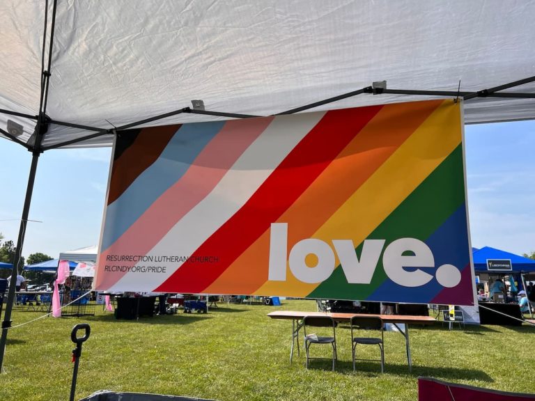 Photos from RLC Pride booth for Resurrection Lutheran Church in Indianapolis at Greenwood Pride Festival on Saturday, June 3, 2023, 3 of 8 photos