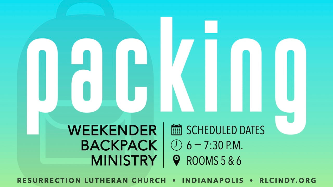 Join Weekender Backpack Ministry in the fight against hunger by packing bags of easy-to-prepare food on scheduled dates at 6 p.m. in rooms 5 and 6! Our next packing date is Wednesday, Oct. 22.