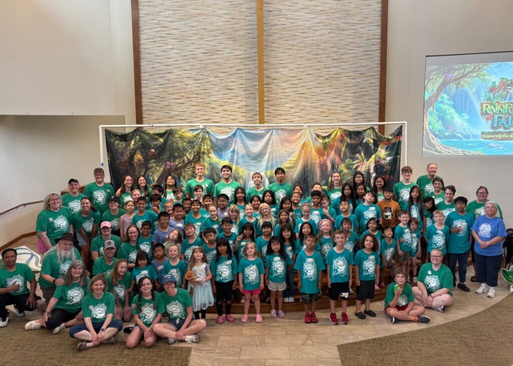 Rainforest Falls Vacation Bible School at Resurrection Lutheran Church, Day 5 Thursday, June 11, group photo